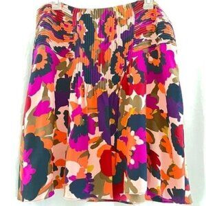 Trina Turk Mini Skirt 8 Pleated Lined Flowy Capsule Office Party 100% Silk